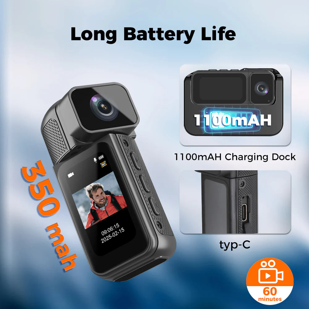 Mini 2.7K Thumb Action Camera with Charging Case